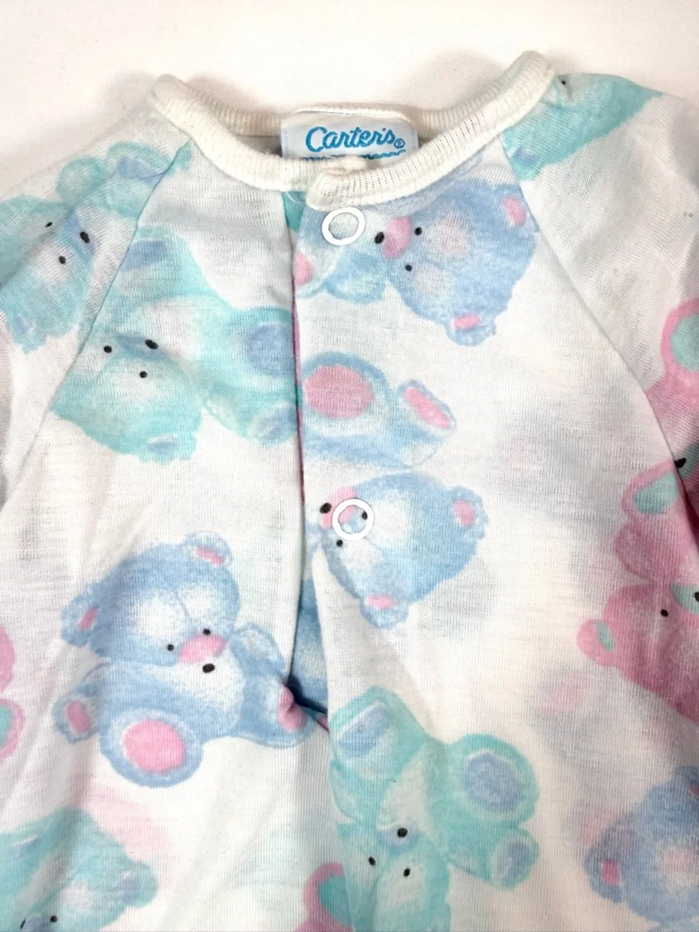 CARTER’S Vintage 1981 Baby Sleep Gown‎ Newborn Teddy Bear Print Cottagecore
